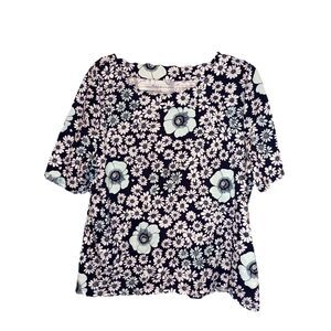 Talbots Pima Cotton Half Sleeve Scalloped Collar Tee Size XL Comfort Cabincore